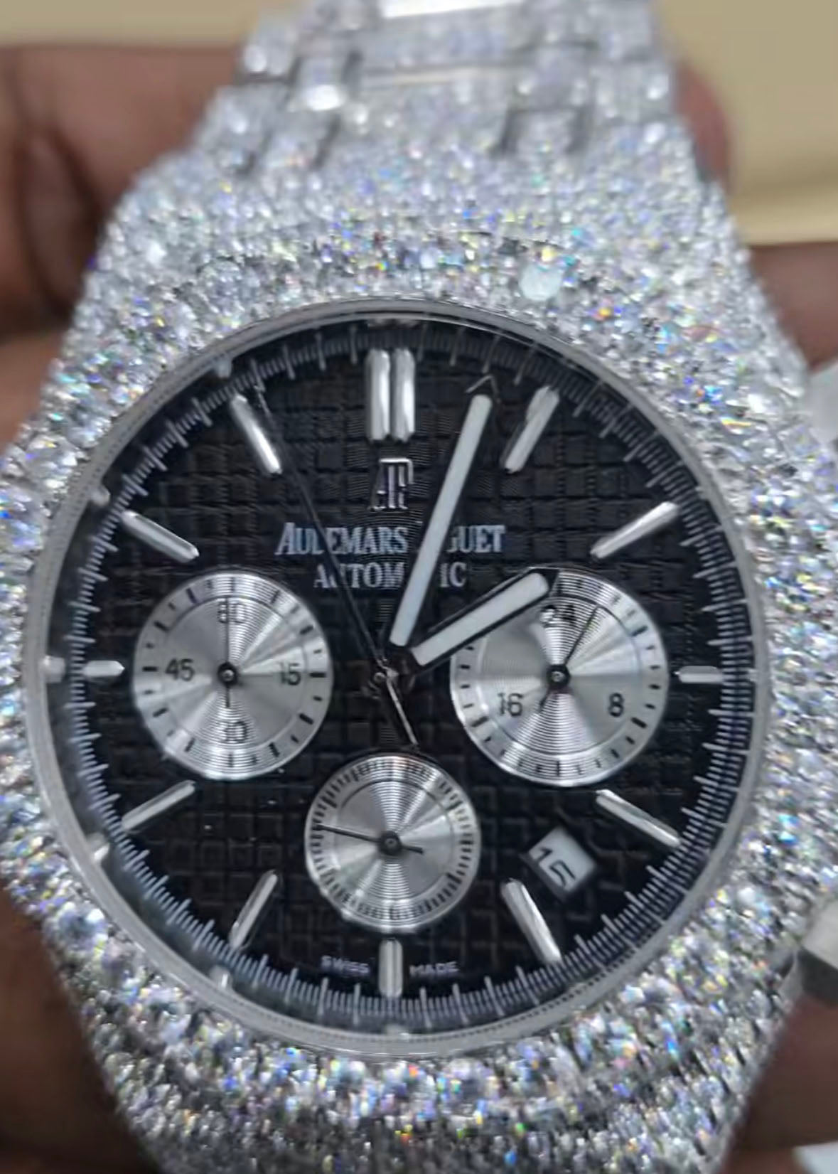 Audemars Piguet Royal Oak Chronograph – Black Dial Iced - Out