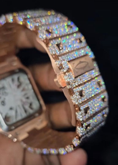 Cartier Santos Skeleton – Rose Gold Iced - Out