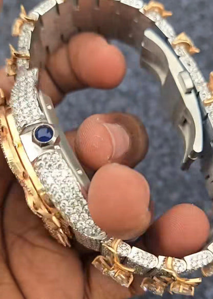 Cartier Santos “Thorns” – Rose Gold & Silver Iced - Out