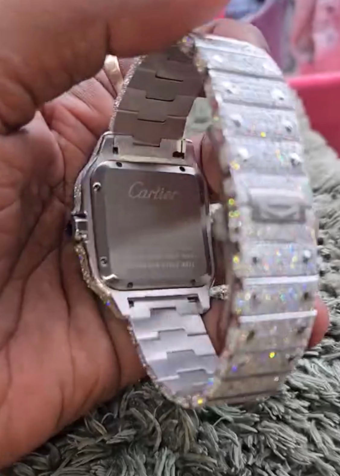 Cartier Santos – Blue Dial Iced-Out