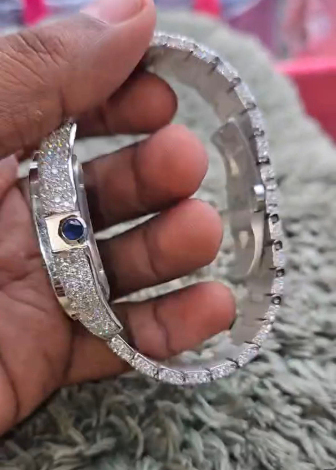 Cartier Santos – Blue Dial Iced-Out