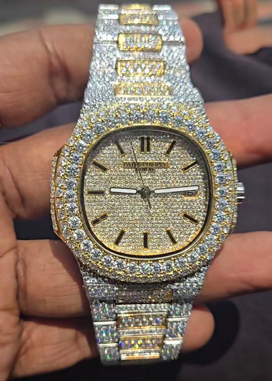 Patek Philippe Nautilus – Two-Tone Gold & Silver Iced - Out