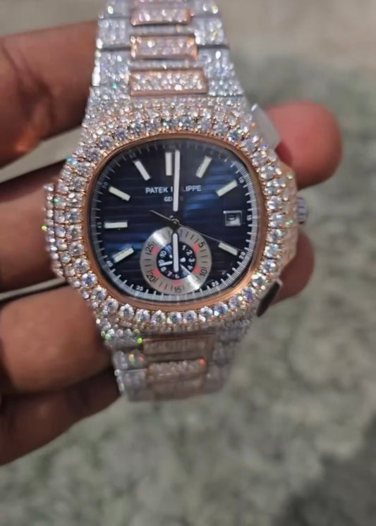 Patek Philippe Nautilus Chronograph – Rose Gold Iced-Out