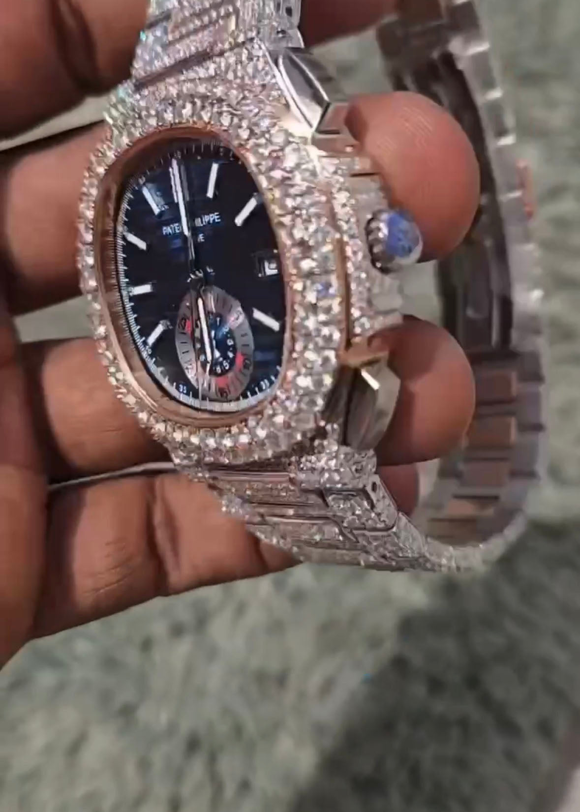 Patek Philippe Nautilus Chronograph – Rose Gold Iced-Out