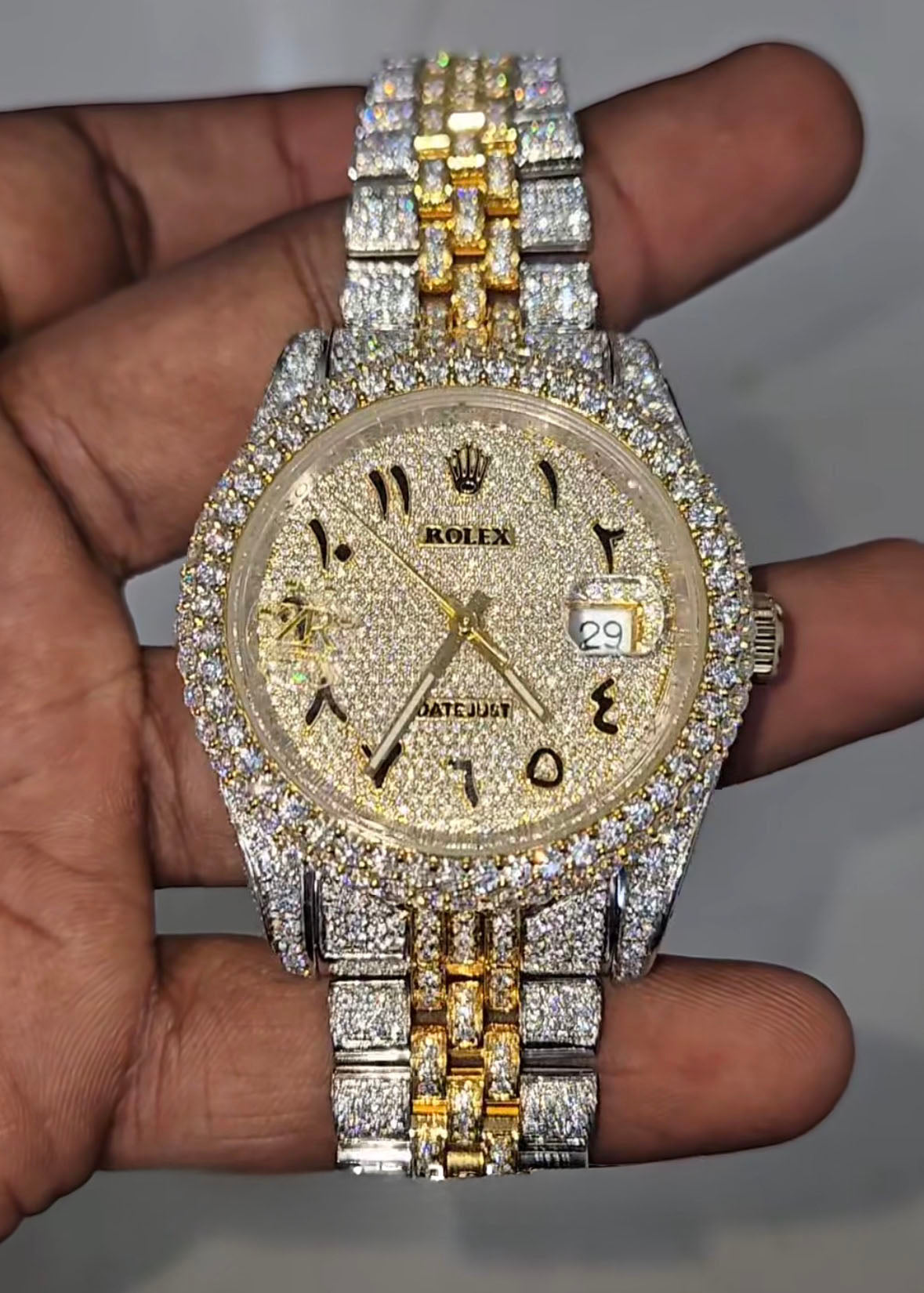 Rolex Datejust – Arabic Dial Two-Tone Gold & Silver Iced - Out