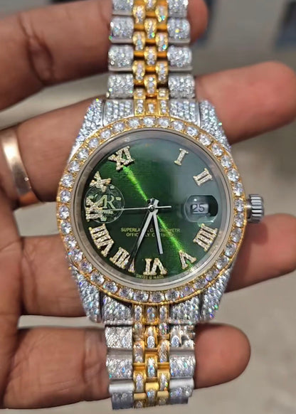 Rolex – Green Roman Dial Two-Tone Iced - Out