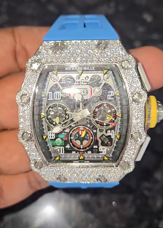 Richard Mille RM Chronograph – Blue Strap Iced - Out