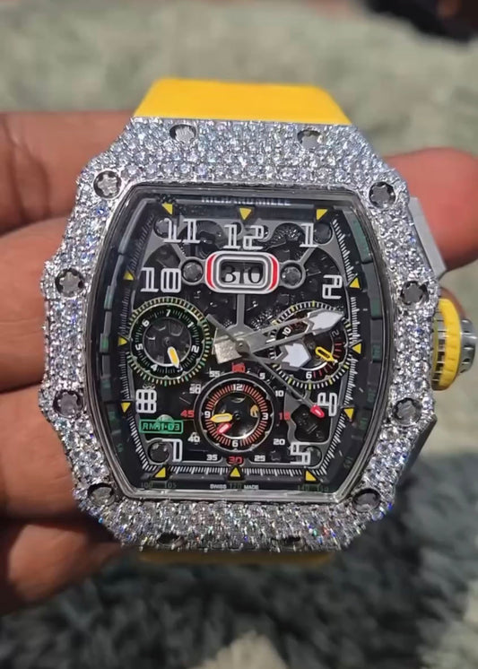 Richard Mille RM Chronograph – Yellow Strap Iced - Out