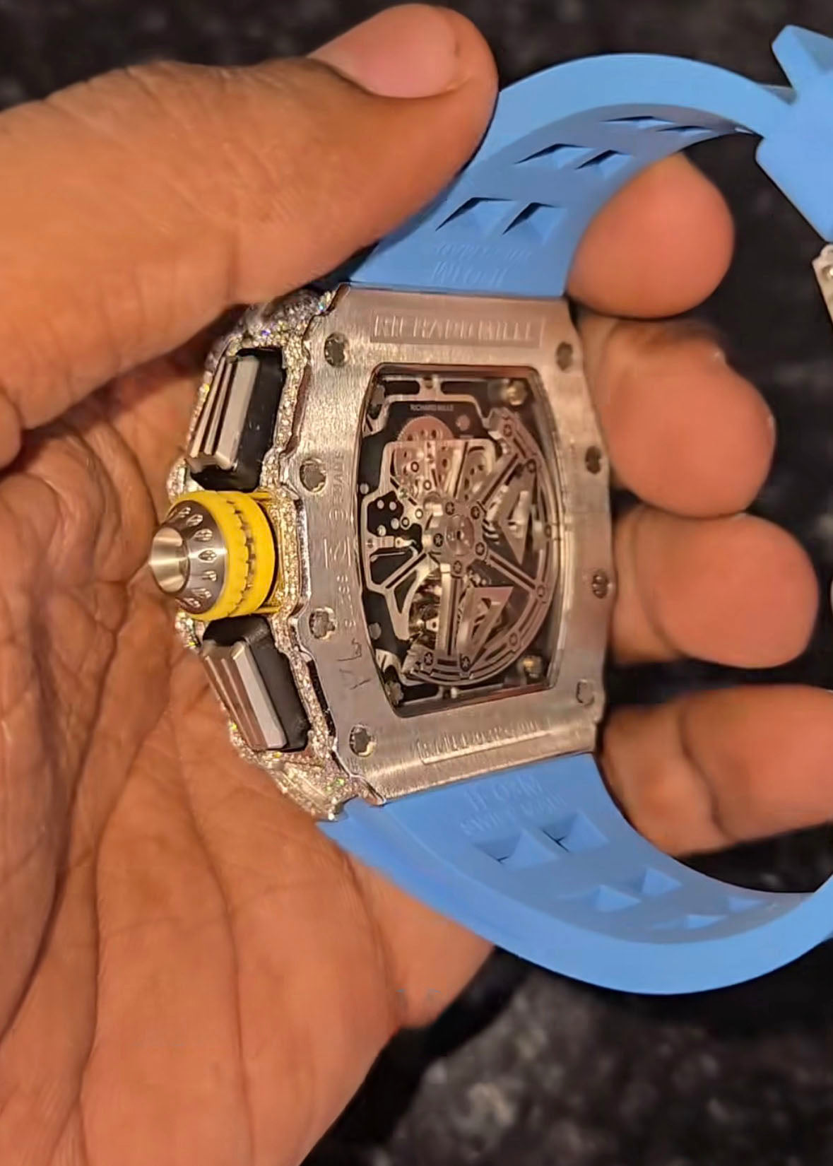 Richard Mille RM Chronograph – Blue Strap Iced - Out