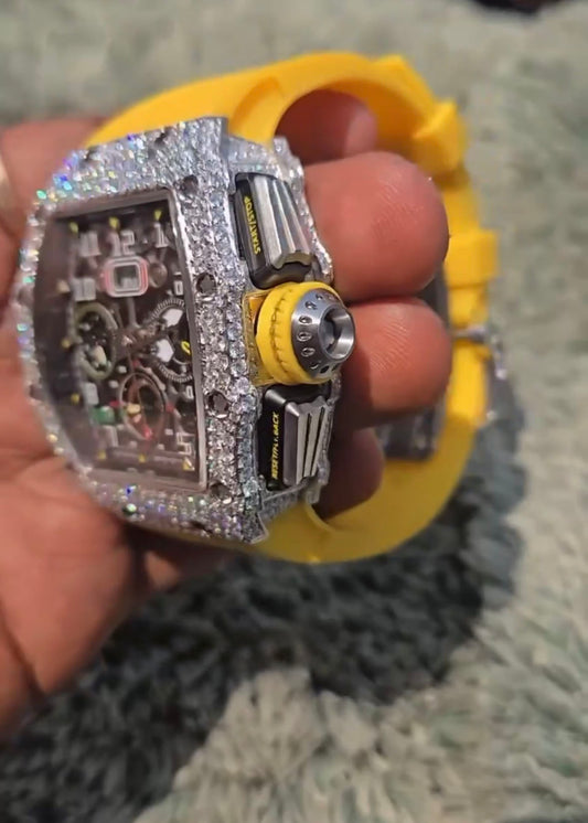 Richard Mille RM Chronograph – Yellow Strap Iced - Out